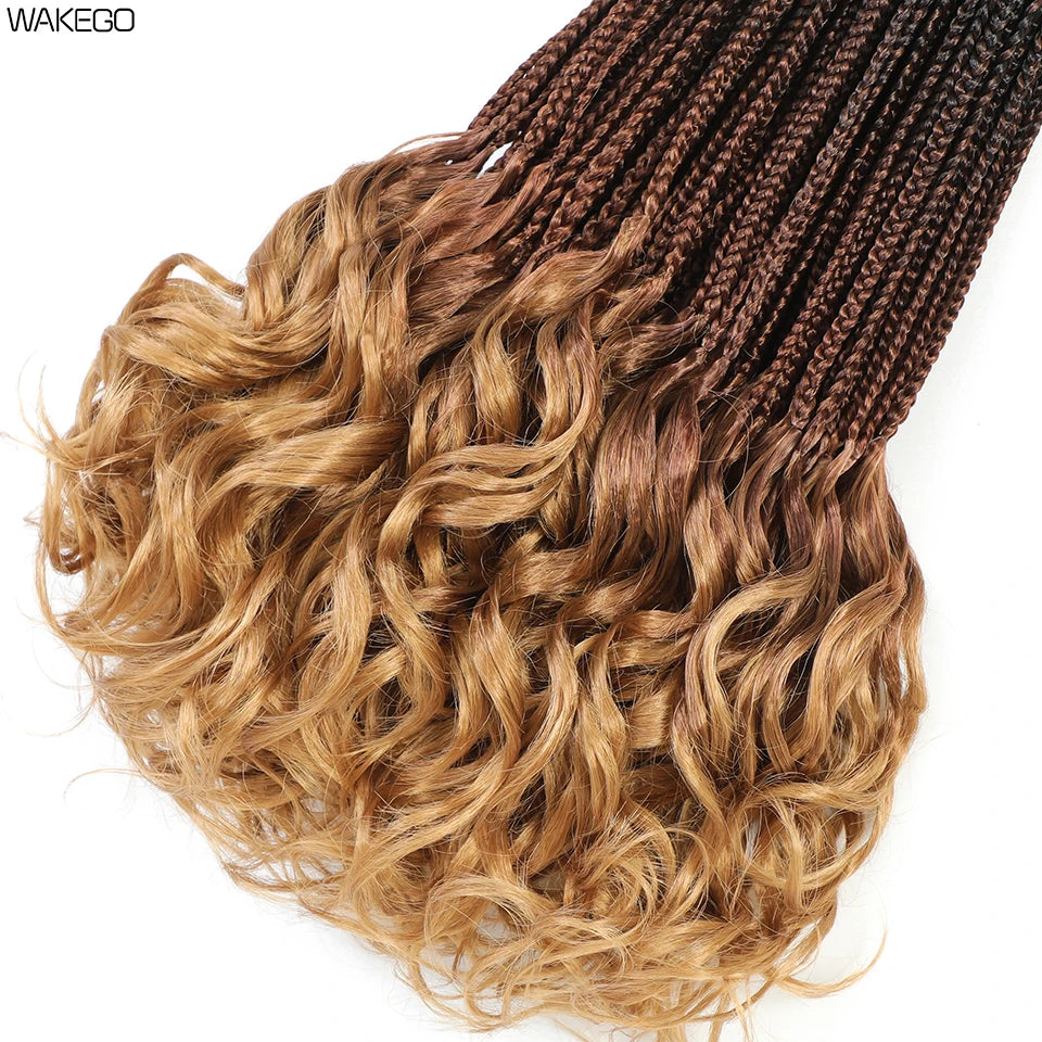 24 18 14 Inches French Curly Crochet Braids New Goddess Box Braids Bouncy French Curl Braid Hair Crochet Synthetic Braiding Hair