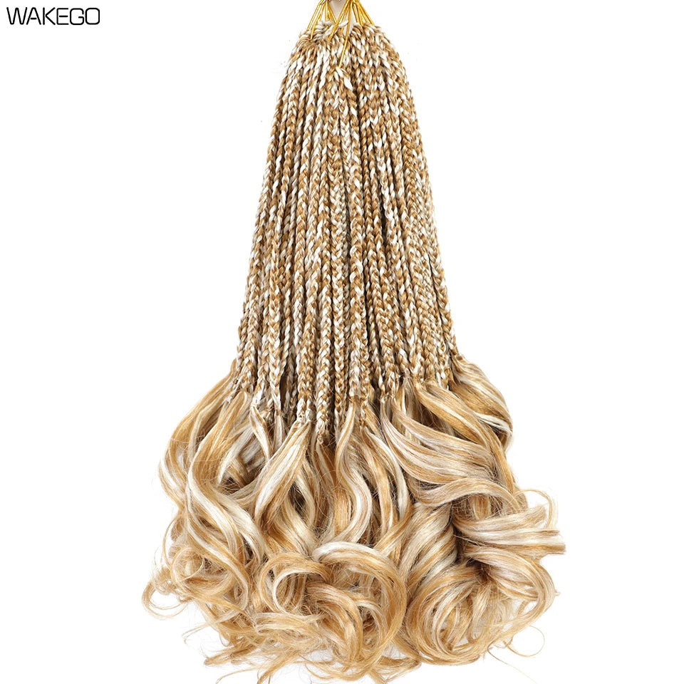 24 18 14 Inches French Curly Crochet Braids New Goddess Box Braids Bouncy French Curl Braid Hair Crochet Synthetic Braiding Hair
