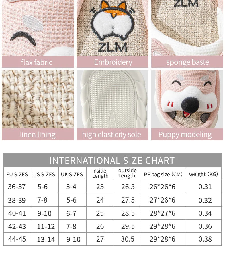 Gacimy Women's Cartoon Linen Slippers Comfortable Soft Thick Sole Indoor House Slippers Summer New Breathable Cute Linen Slides