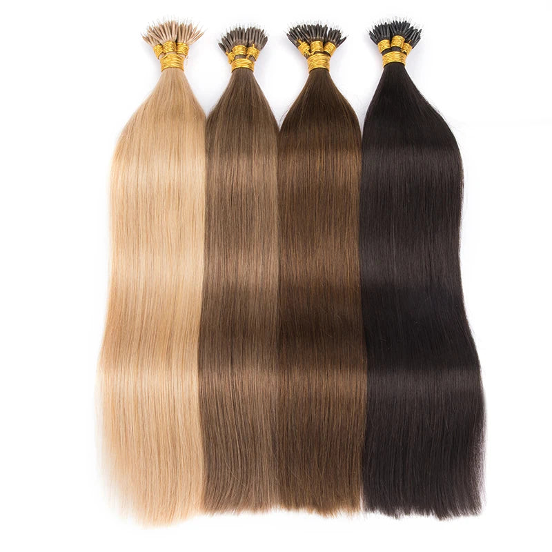 Straight Nano Rings Hair Extension 100% Natural Human Hair Extensions 0.8g/1g/ Strand 50pcs Fusion Hair Extension Ombre Blond