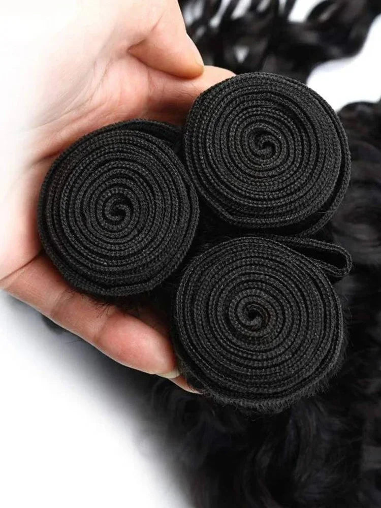 raw kinky curly human hair extensions deals weave bundles 30 36 inch brazilian Natural black water deep wave for woman