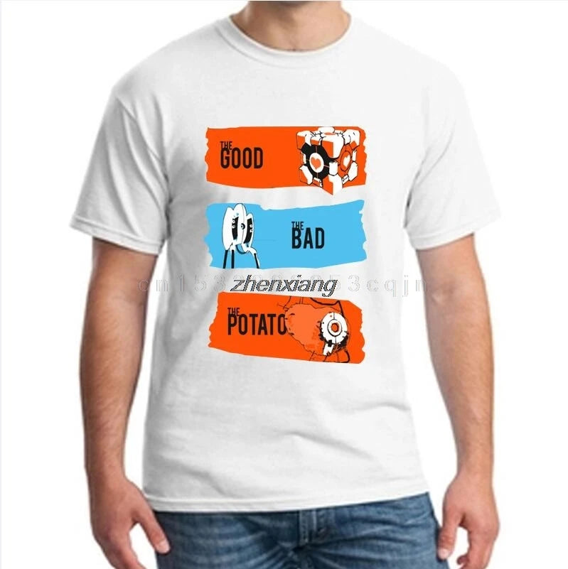 Cartoon Print Short Sleeve T-shirt Game Portal 2 Men's Summer Tops Short Sleeve European Size XS-5XL Tee Shirts