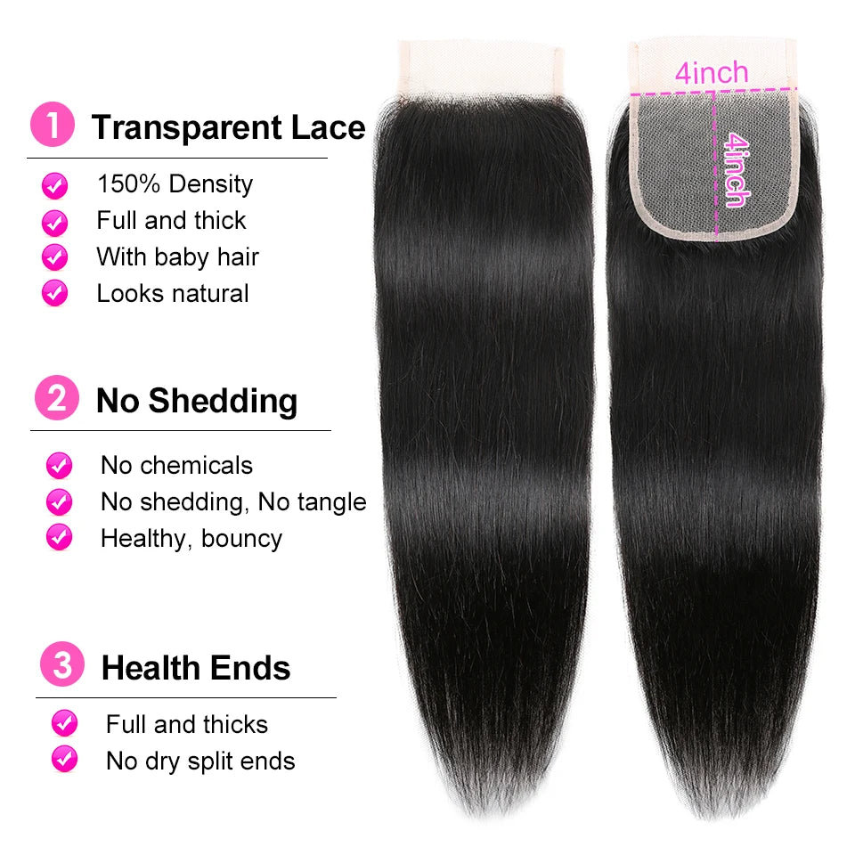 5×5 Lace Closure Human Hair Closure 4x4 Lace Closure Only Straight Closure Remy Hair closure cheveux humain closures bresiliens