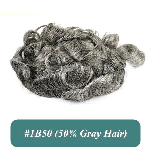 Undetected 0.02mm Thin Skin Natural Hairline Human Hair Men Toupee Black Gray Brown Blonde Male Hair Light Capillary Prosthesis