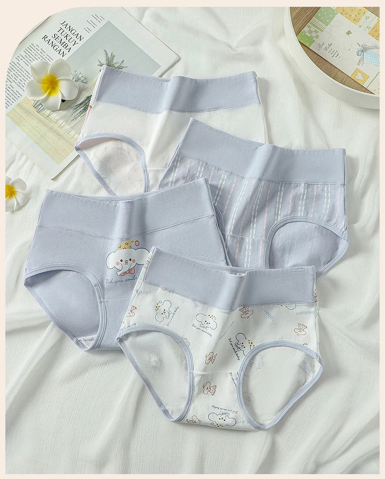 Plus Size 4Pcs High Waist Women‘s Panties Body Shaper Underwear Breathable Cotton Briefs Grils Panty Sexy Slim Female Lingerie