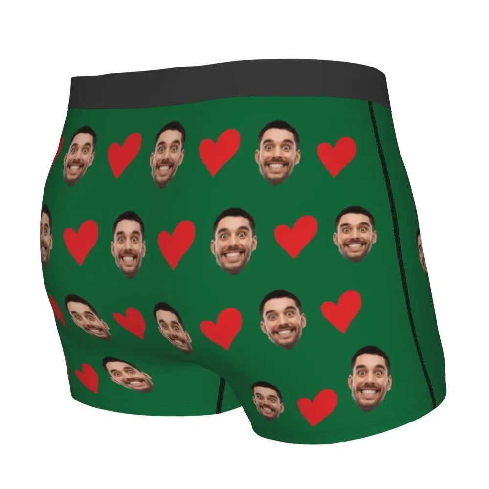 Personalized Face Photo Underwear - Custom Heart Boxer Briefs - Custom Men Briefs - Gift For Husband - Anniversary Gift for Dad