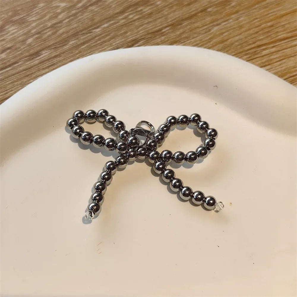 1PCS Fashion Silver Pearl Bow Pendant Gemstone Shoelaces Charms for Sneakers Shoe Decorations Buckle Girl Heart Shoe Charm