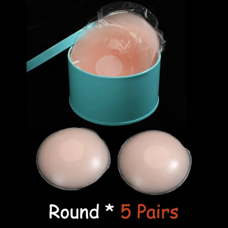 FINETOO 5/6 Pairs Breast Lift Up Tape Sexy Floral Nipple Cover Silicone Invisible Adhesive Stickers Reusable Paste Intimates