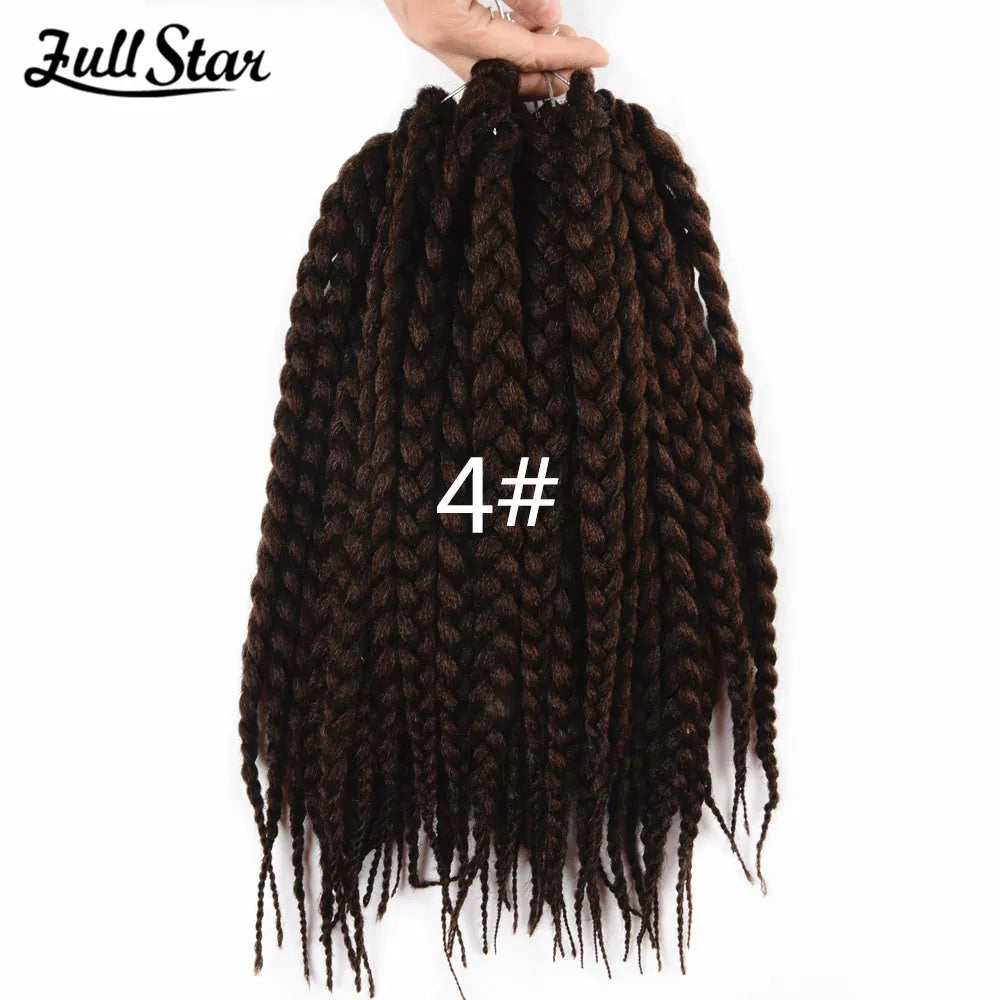 Full Star Box Braids Synthetic Hair 12" 18" 22" Crochet Braids Style Black Burgundy Brown for Africa America Women Crochet Hair