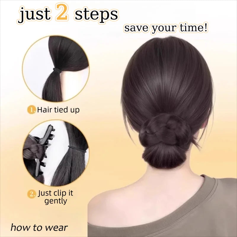 LUPU Hair Clips for Hair Hair Accessories Wig Low Hair Bun Synthetic Natural False Braided Black Brown Updo Hair Women Hairpiece