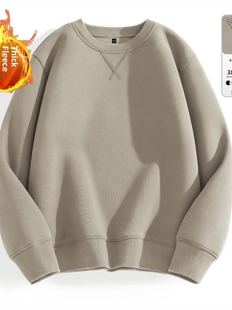 Loose Fit  Color Hoodl Sweatirt Long Sve round Ne Men's Autumn Winter Heavyweight Comfortable Antibacterial Ba...