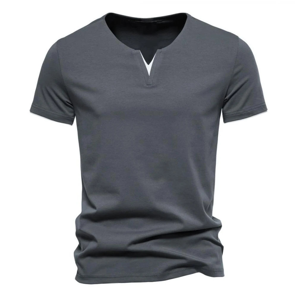 Mens Short Sleeve Henley Shirt Casual Summer V Neck T-Shirt Casual Slim Fit Basic Solid Color Loose Fitness Sport Breathable Top