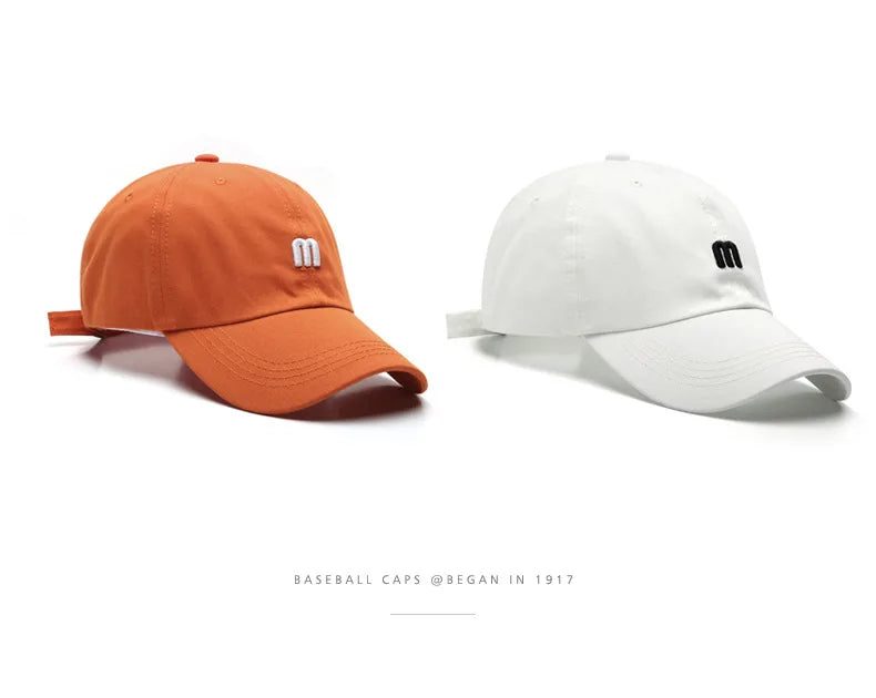 Embroidered M Baseball Cap For Women Men New Spring Summer Cotton Solid Sunhat Sports Snapback Caps Fashion Hip Hop Fishing Hat