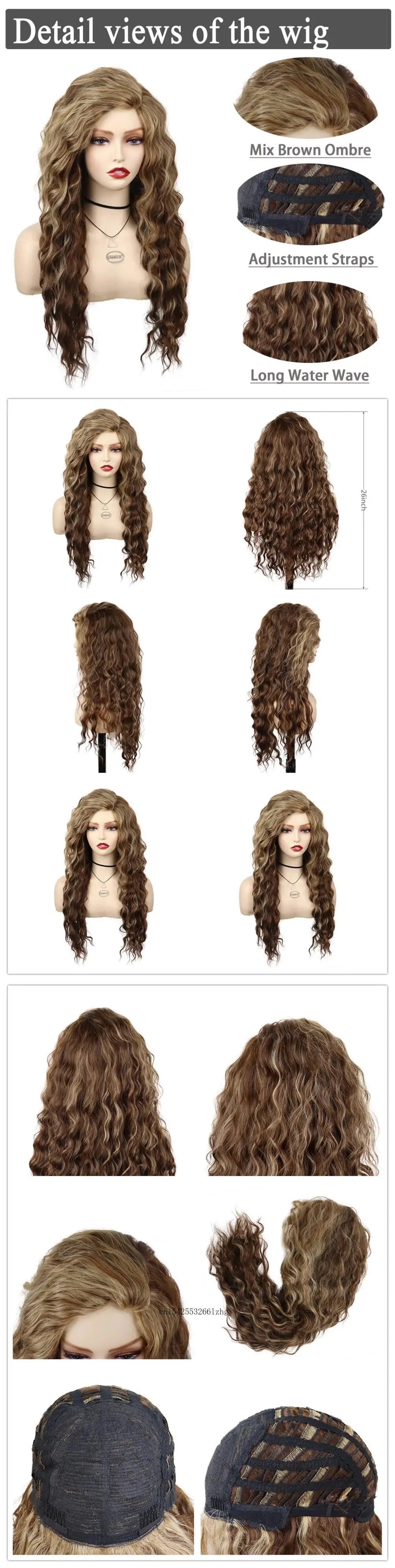 GNIMEGIL Synthetic Grey Hair Long Water Wave Wigs for Women Natural Fluffy Curly Wave Wig Cosplay Halloween Party Heat Resistant