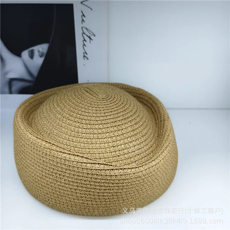 2026 New Summer Straw Fedoras Hats for Women Hostess Fashion Pillbox Hat Millinery Fascinator Designer Beret Hats Painter's Hat