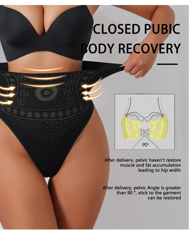 Flarixa 1/2/3Pcs Women Seamless High Rise Thongs Panties Printed Tummy Contol Panty Double Layer Shaping Underwear
