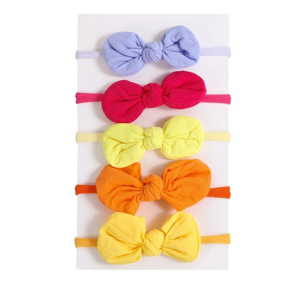 5Pcs/Lot Baby Headband for Baby Girls Soft Nylon Elastic Solid Color Hairband Print Hair Bow Kids Headwear Baby Hair Accessories