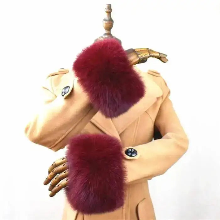 100% Real Fox Fur Cuffs Winter Natural Warm Oversized Arm Warmmer Wristband High Quality Coat Jacket Sleeve Fashion Luxury Cuffs