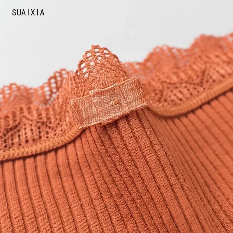 Cotton Sexy Lace Mid Waist Underwear Threaded Brief Solid Color Skin Friendly Ladies Underpant Breathable Fashion Casual Panties
