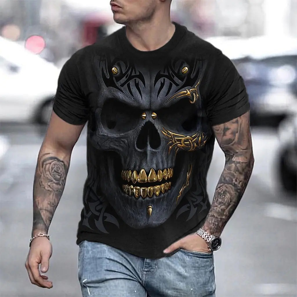 Halloween Day of the Dead Skull Men's Skull Graphic Prints T Shirt Retro Short Sleeve T shirt 3D Print Vintage Designer Holiday