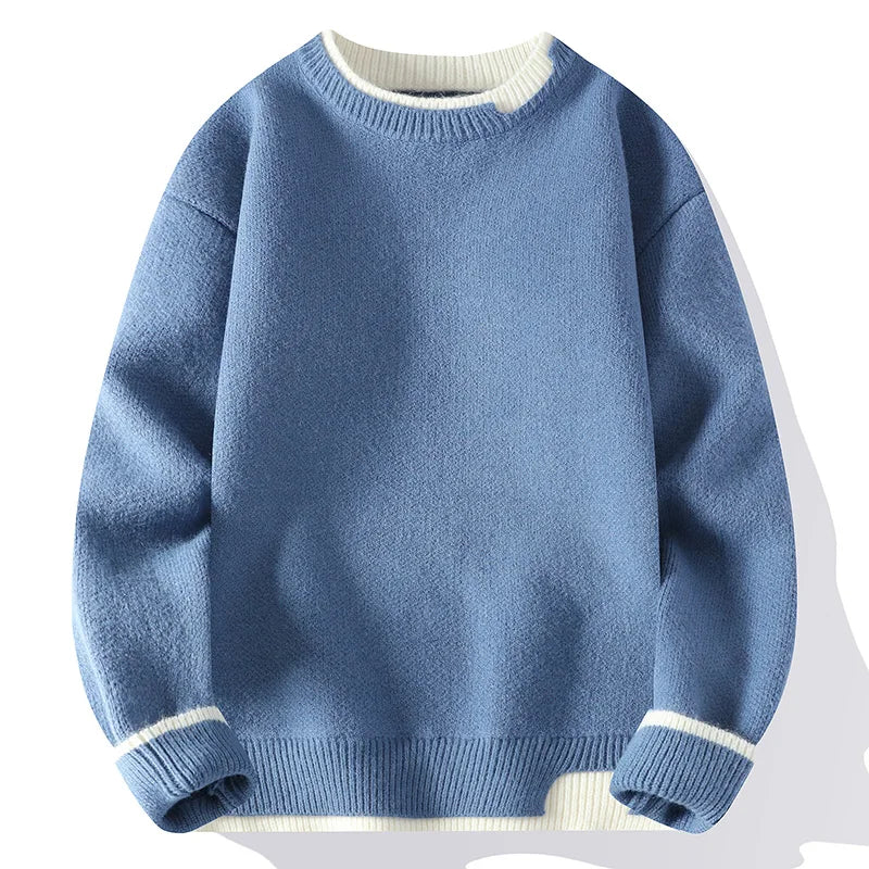 men round neck Solid color knitwear Men's High-Quality Fashion Trend Sweater Autumn/Winter Men Casual Comfortable Warm Sweaters