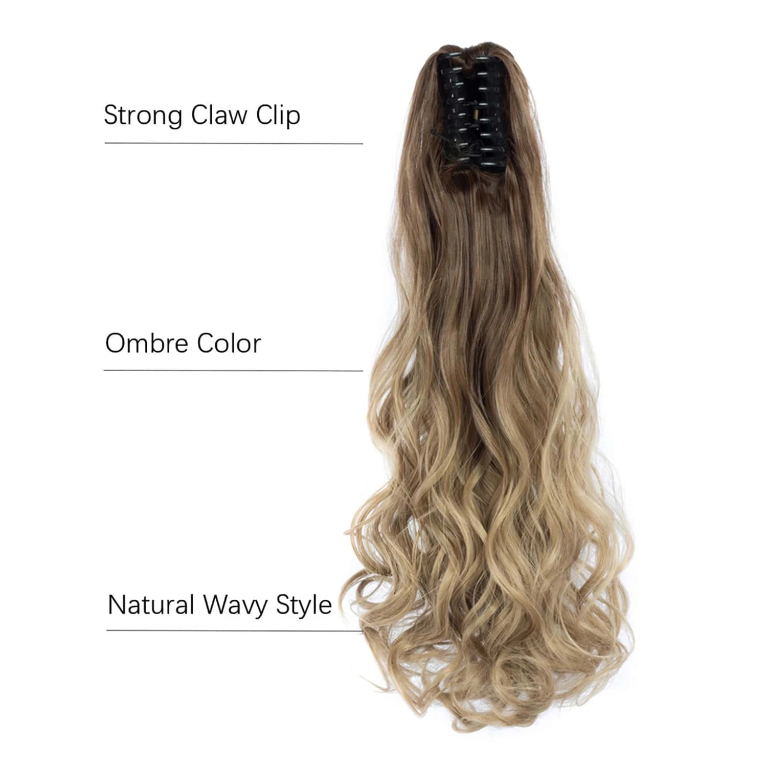 Curly Ponytail Extension Claw Clip in 24" Ponytail Hair Extension Synthetic Wavy Ponytail Extension Fluffy Natural Hairpieces