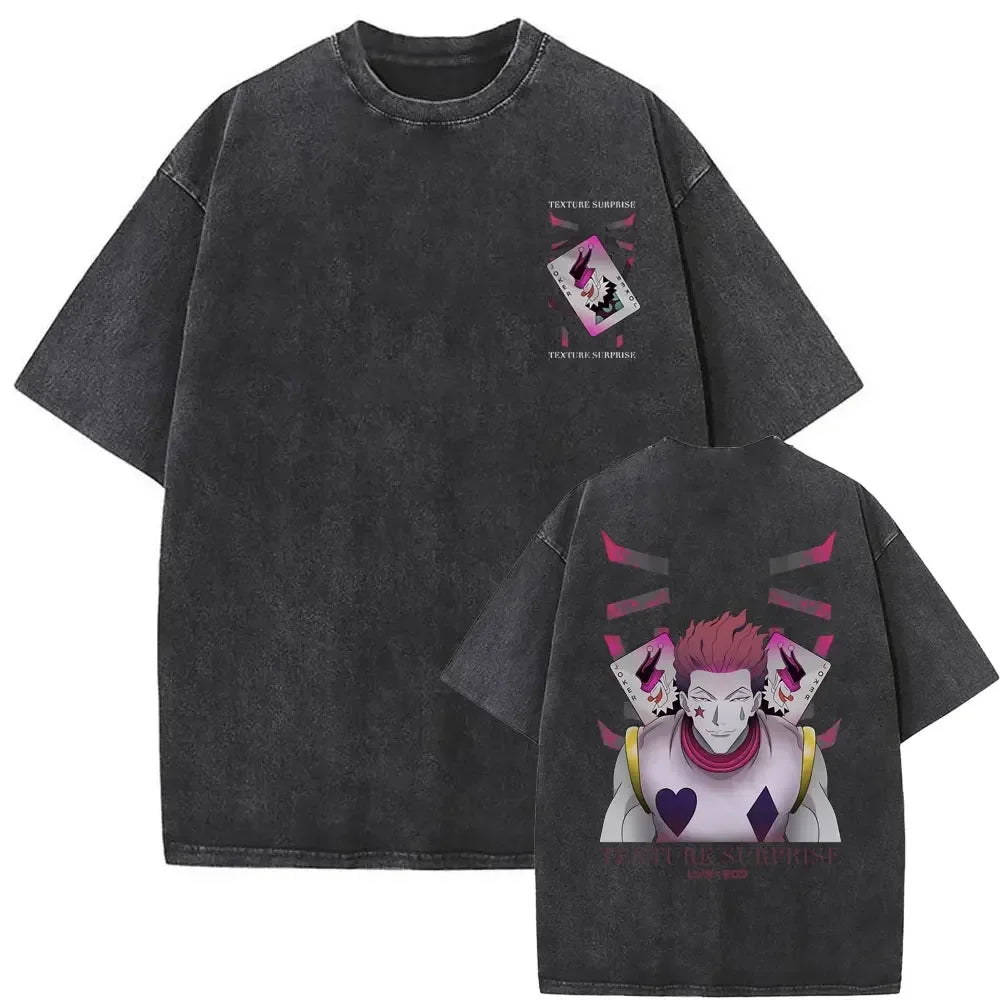 Washed Vintage Anime Hunter X Hunter T-shirt Killua Zoldyck Graphic T Shirt Men Women Clothing Casual Oversized Crewneck Tshirt