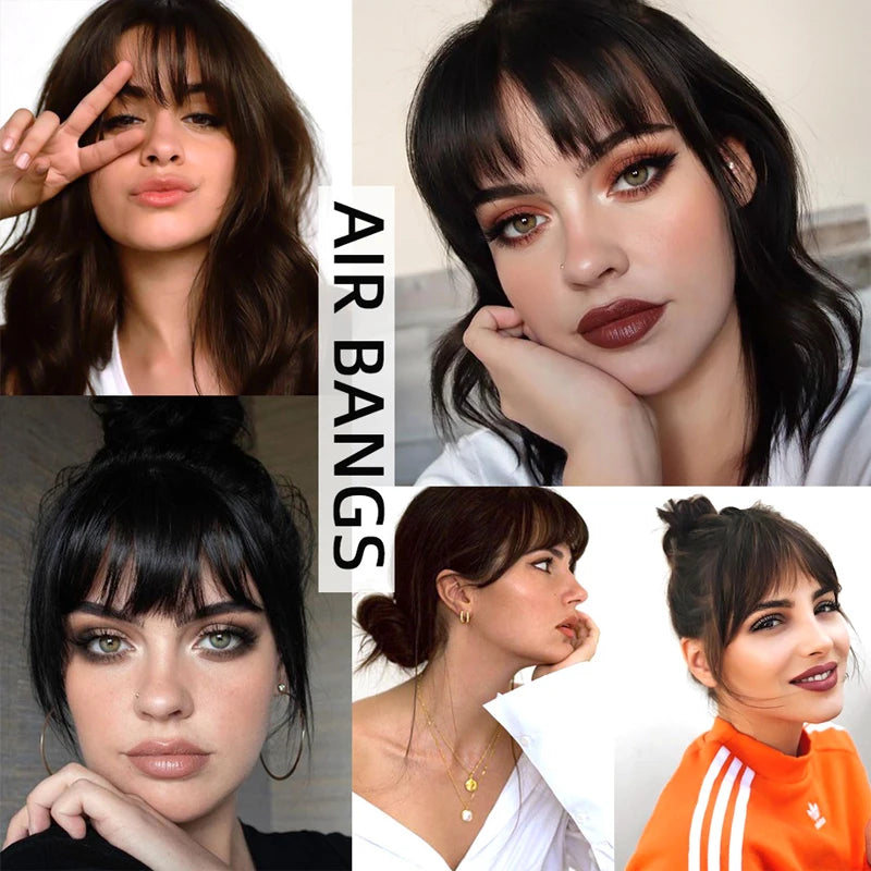 Fake 3D Air Bangs Hair Clip-In Extension Synthetic Fake Fringe Natural False hairpiece For Women Clip In Bangs