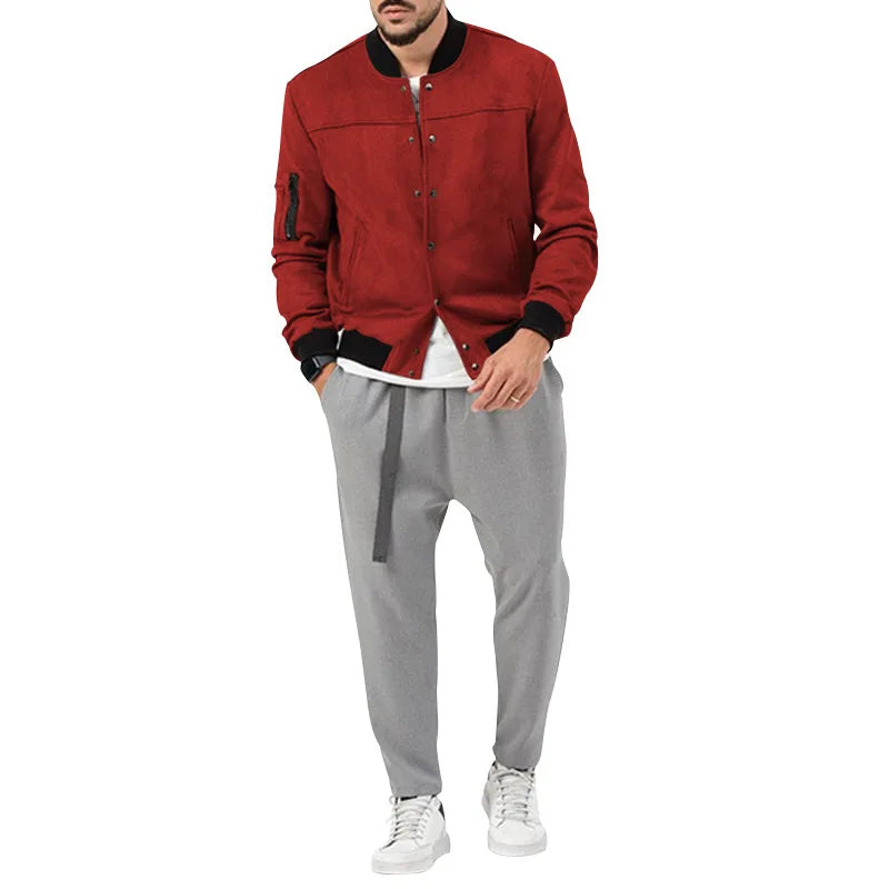 24  Autumn/Winter Suede Men's Button Cardigan Jacket Casual American
