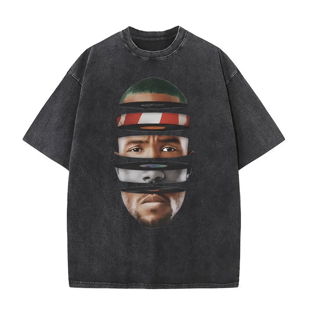 Washed Vintage Rapper Frank Oversized Tshirt Blond Graphic T-shirts Men Women Ocean Hip Hop T Shirt Men's Fashion Casual Tees