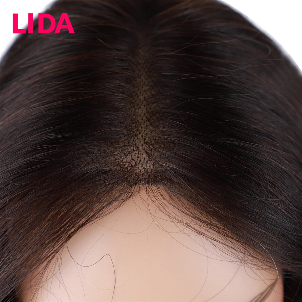 Women Topper Clip-In Silk Top Base Closure 13x8cm Human Hair Pieces Natural Curly Clip-In Closure Cover The White Hair