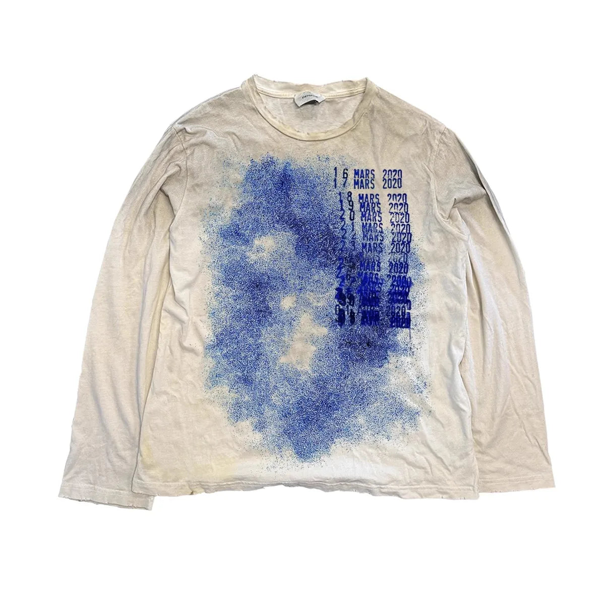 Vintage Washed Long Sleeves T-Shirt Summer Graffiti Printed Destroyed Dirty T Shirt Hip Hop Streetwear Cotton Tops Tees