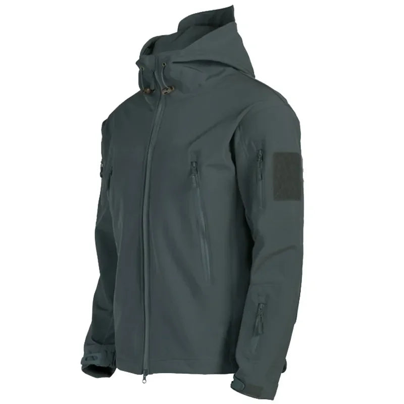 2025 New Fashionable Shark Skin Soft Shell Jacket Men's Tactical Windproof Waterproof Jacket Men's Jacket Hooded Jacket S-XXXXL