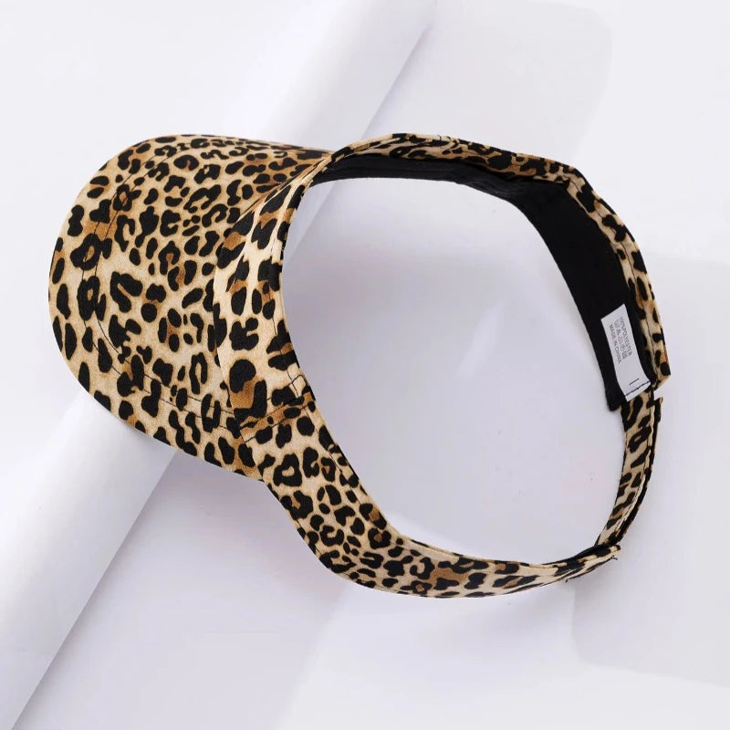 New Summer Sunshade Hat Women's Empty Top Fashion Leopard Print Duck Tongue Hat Sun Protection Breathable Curved brim