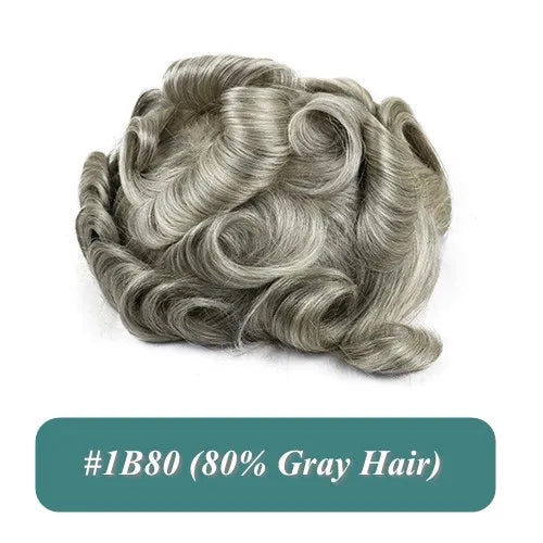 Undetected 0.02mm Thin Skin Natural Hairline Human Hair Men Toupee Black Gray Brown Blonde Male Hair Light Capillary Prosthesis