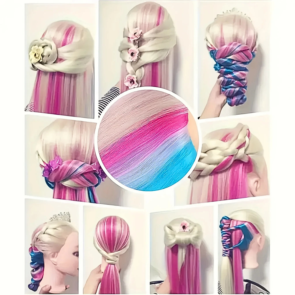 Mannequin head with colorful hair 26 inches, high temperature synthetic hair, for braiding hair practice and modeling display