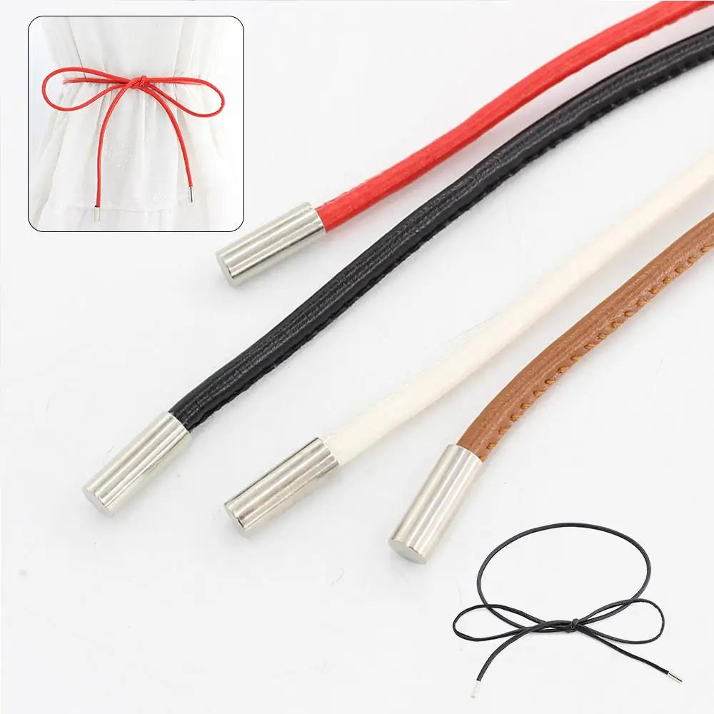 Vintage Belt New Round Leather Rope Dress Coat Embellished String Belt For Women Solid Fashion Long Waist Chain PU Leather Belt