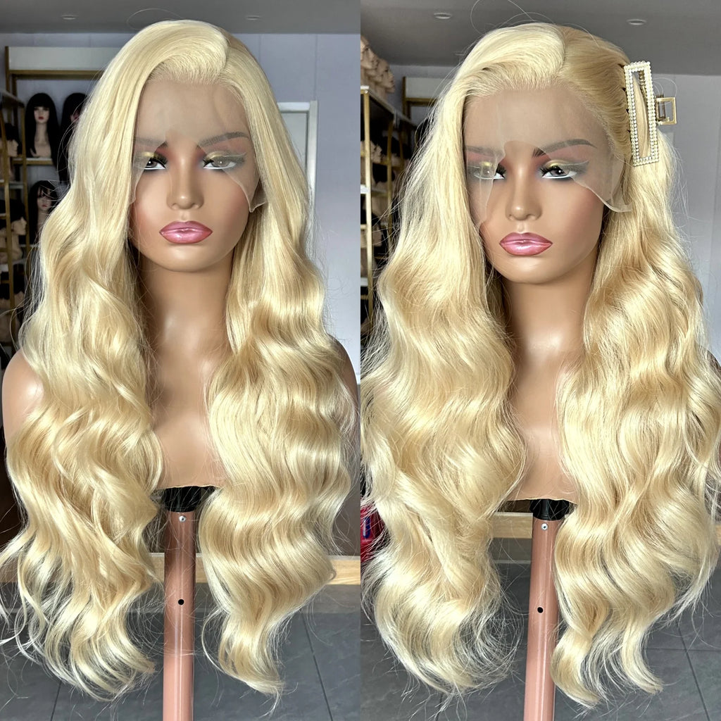 Long Blonde Curly Wavy Wigs for Women Synthetic Hair Free Part Honey Blonde Loose Deep Wave 13X4 Frontal Wigs for Daily Party