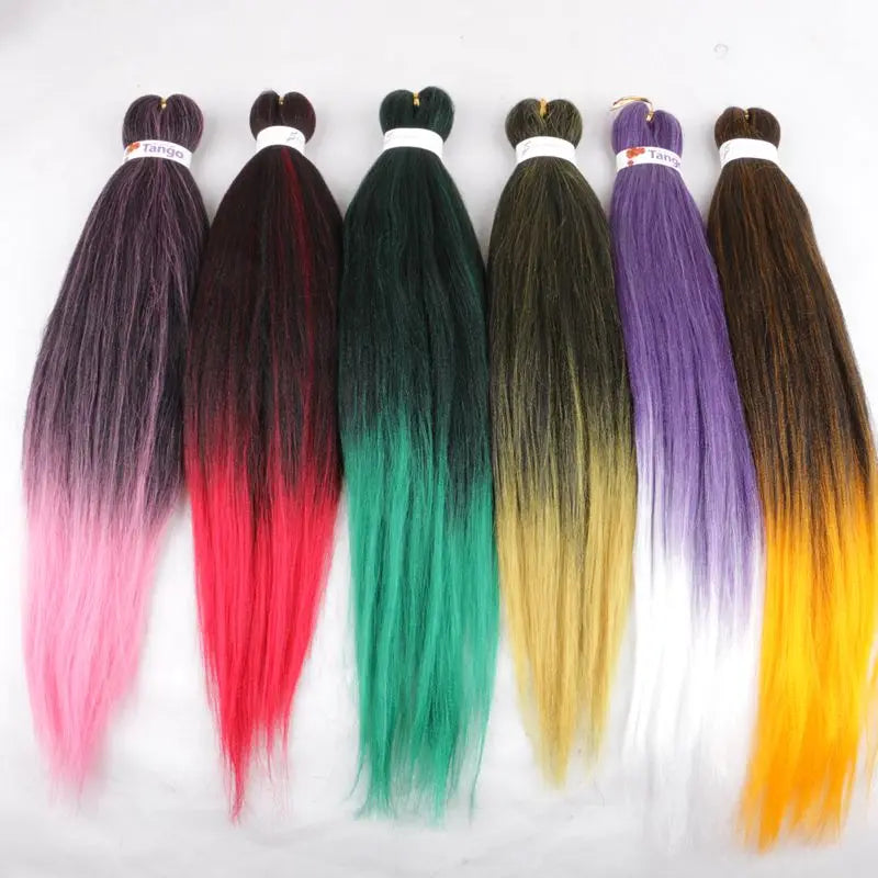 Easy Crochet Braids Ombre Hair Extensions Bundles Yaki Straight EZ Braiding Pre Stretched Synthetic Braid For African Women 6pcs