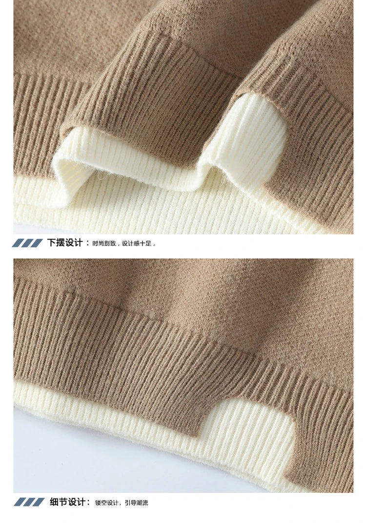 men round neck Solid color knitwear Men's High-Quality Fashion Trend Sweater Autumn/Winter Men Casual Comfortable Warm Sweaters