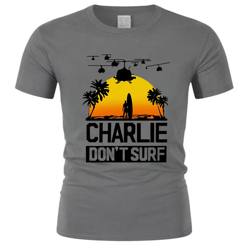 Charlie Dont Surf tshirt man Apocalypse Now Film Movie men t-shirt Fashion cotton tee-shirt