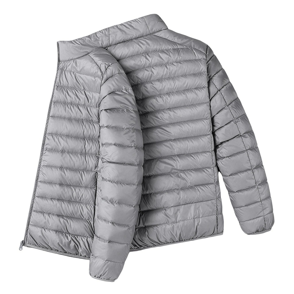 Men Cotton Coat Men's  Cotton Quilted Jacket with Down Filling Zipper Closure Long Sleeve Thermal Coat for Winter Warmth