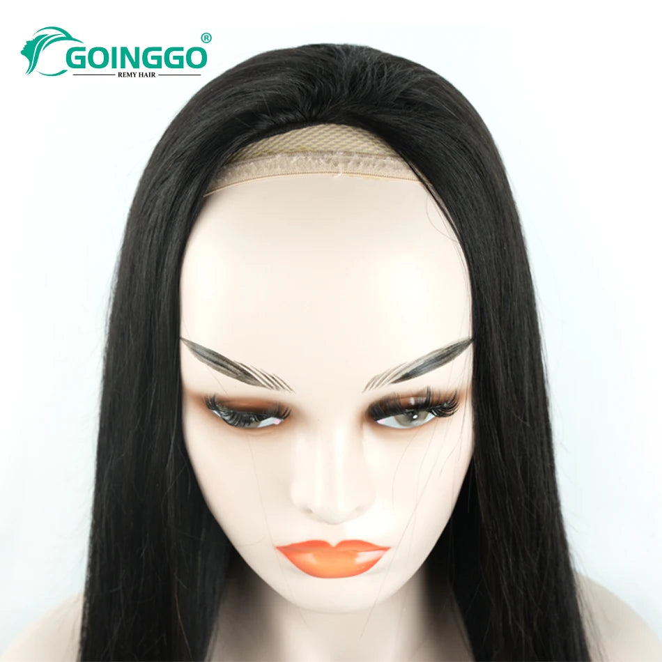 3/4 Human Hair Half Wig Machine Made Straight Long Hair 14-28inch Brazilian Remy Hair Half Head Wigs For Women Cover White Hair