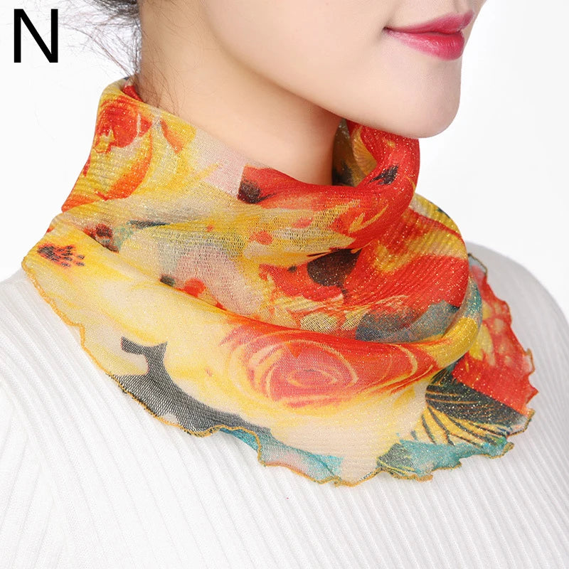 Fashion Summer Chiffon Neck Collar Silk Scarf Women Sunscreen Face Mask Headscarf Bandana Cycling Anti-uv Multi-function Scarves