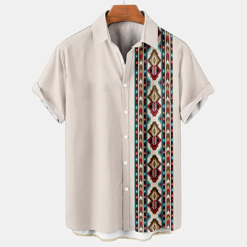 Hawaiian Beach Shirts Ethnic Style 3D Print Streetwear Men Women Fashion Vintage Short Sleeve Shirt Blouse Harajuku Man Clothing