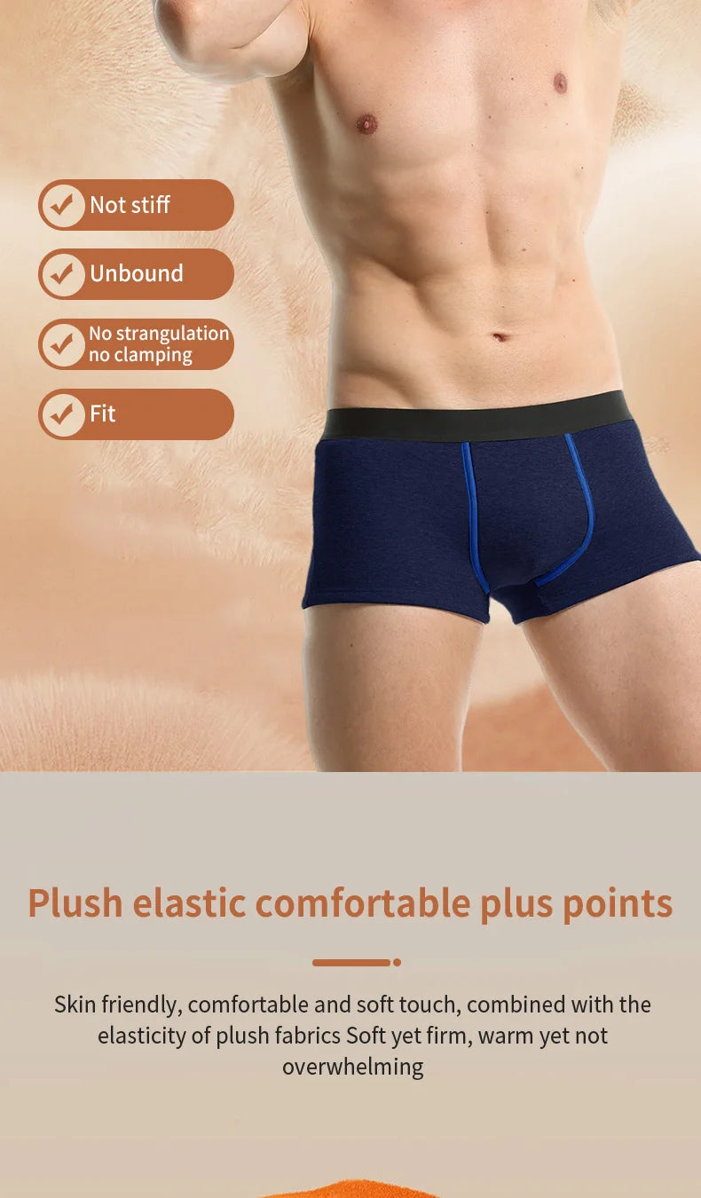 Thermal Underwear Men's Velvet Thickeneded Men's Boxer Briefs Autumn and Winter Cold-Proof Shorts Boys' Sports Boxer Briefs