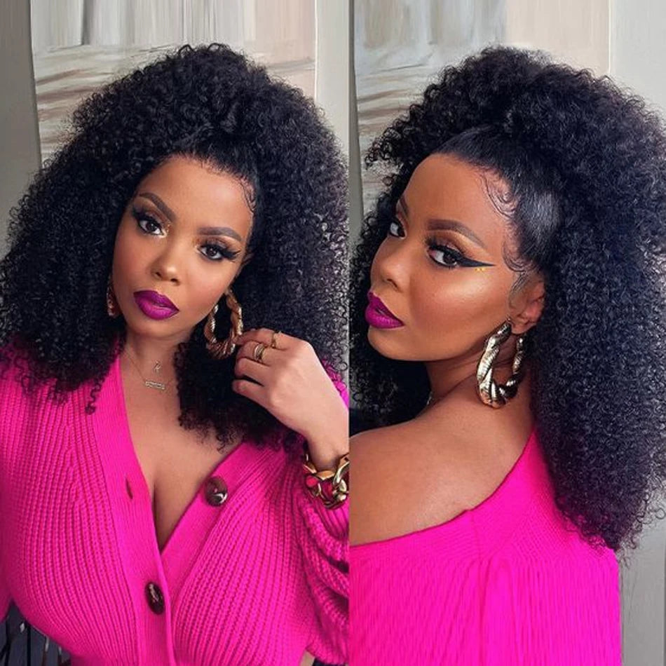 250 Density Glueless Kinky Curly Bob Wig Lace Frontal High Quality Wear And Go 100% Human Hair Wigs Pre Plucked 13X6 Deep Water