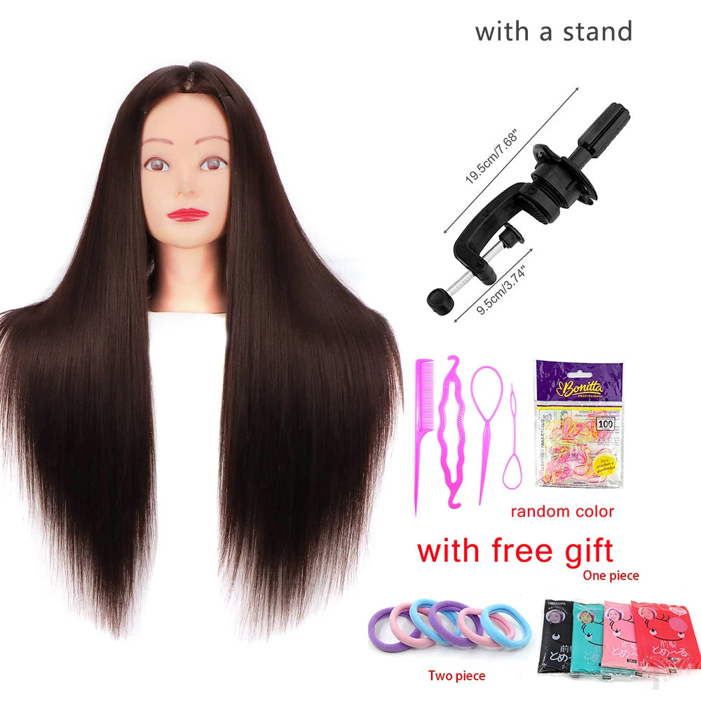 Head Dolls For Hairdressers 65cm Hair Synthetic Mannequin Head Hairstyles Female Mannequin Hairdressing Styling Training Head