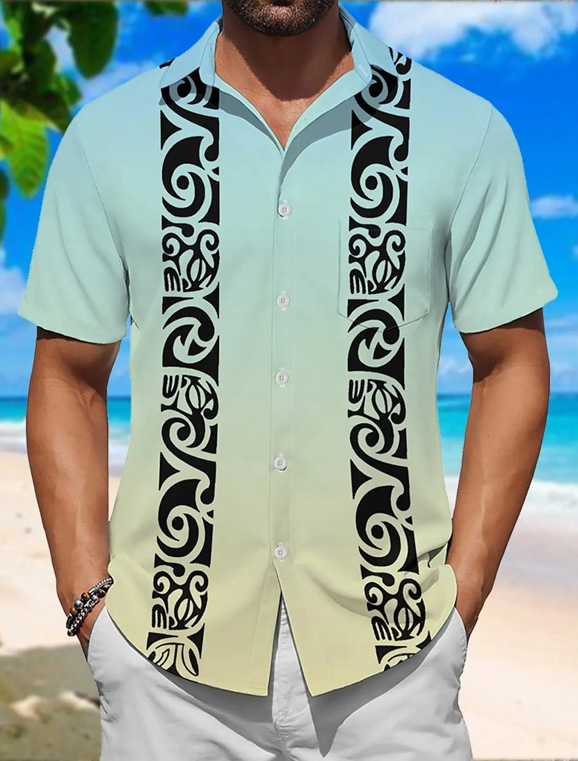 Men's Color Block Line Short Sleeves Artistic Casual Comfortable Outdoor Vacation Street Spring Summer Shirt Collar Printing