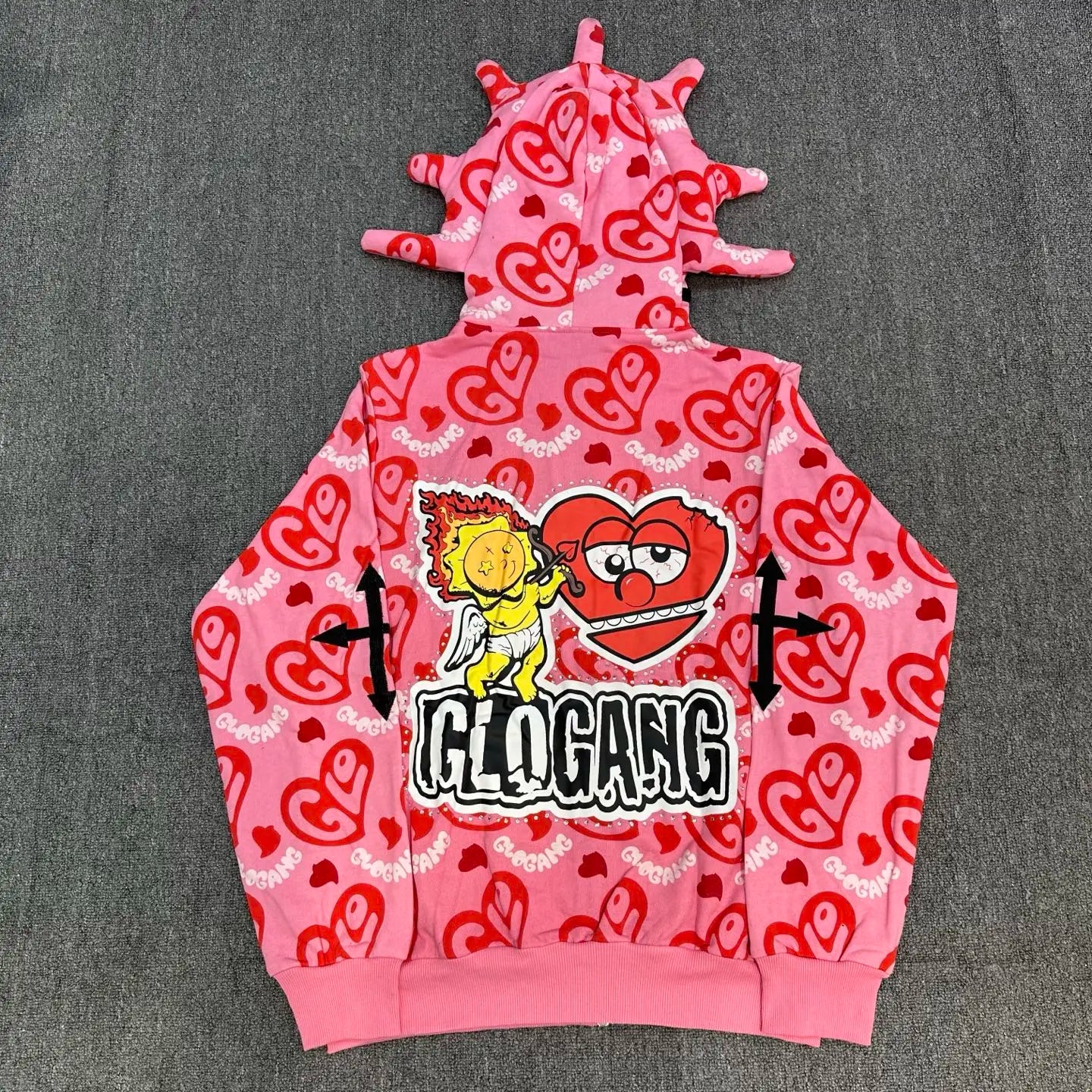 Unisex Glo Gang Zip Hoodie Cartoon Graphic Print Street Style Cozy Casual Wear